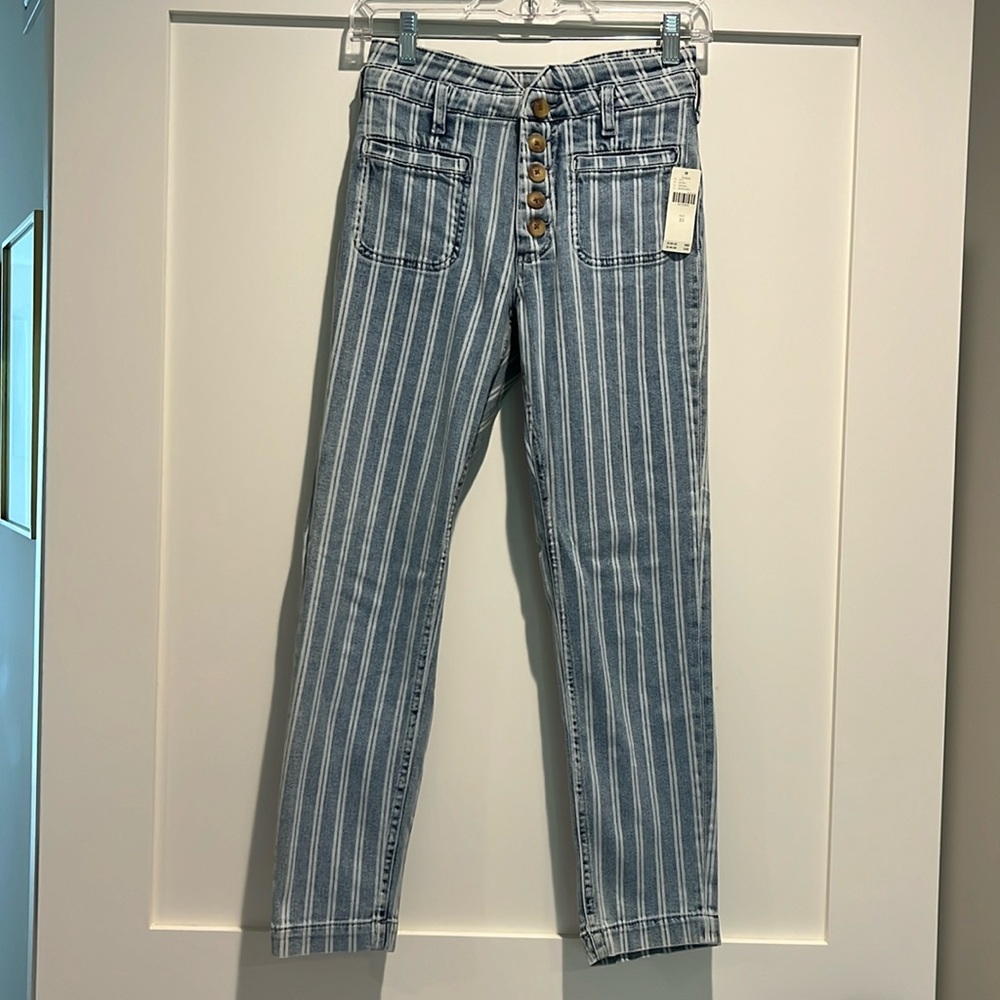Pilcro and the Letterpress by Anthropologie striped denim jeans, size 25